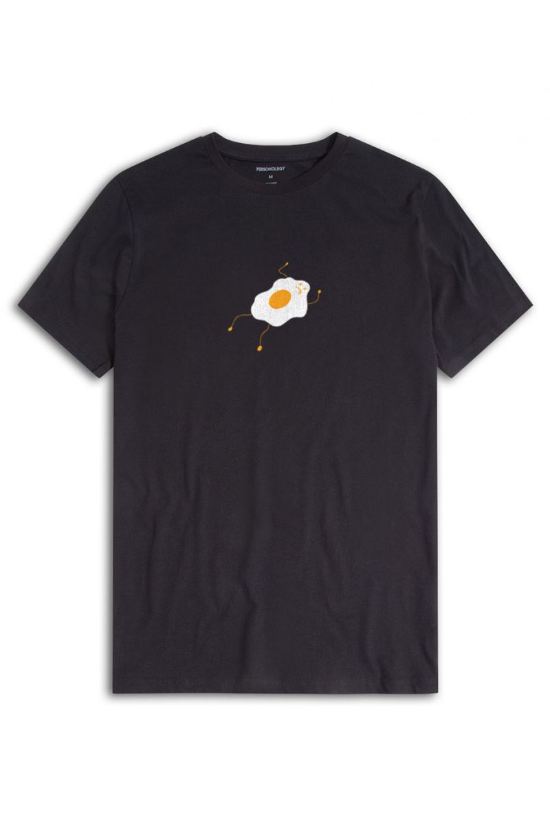 Black Soft Fabric Egg Design Short Sleeve Tee