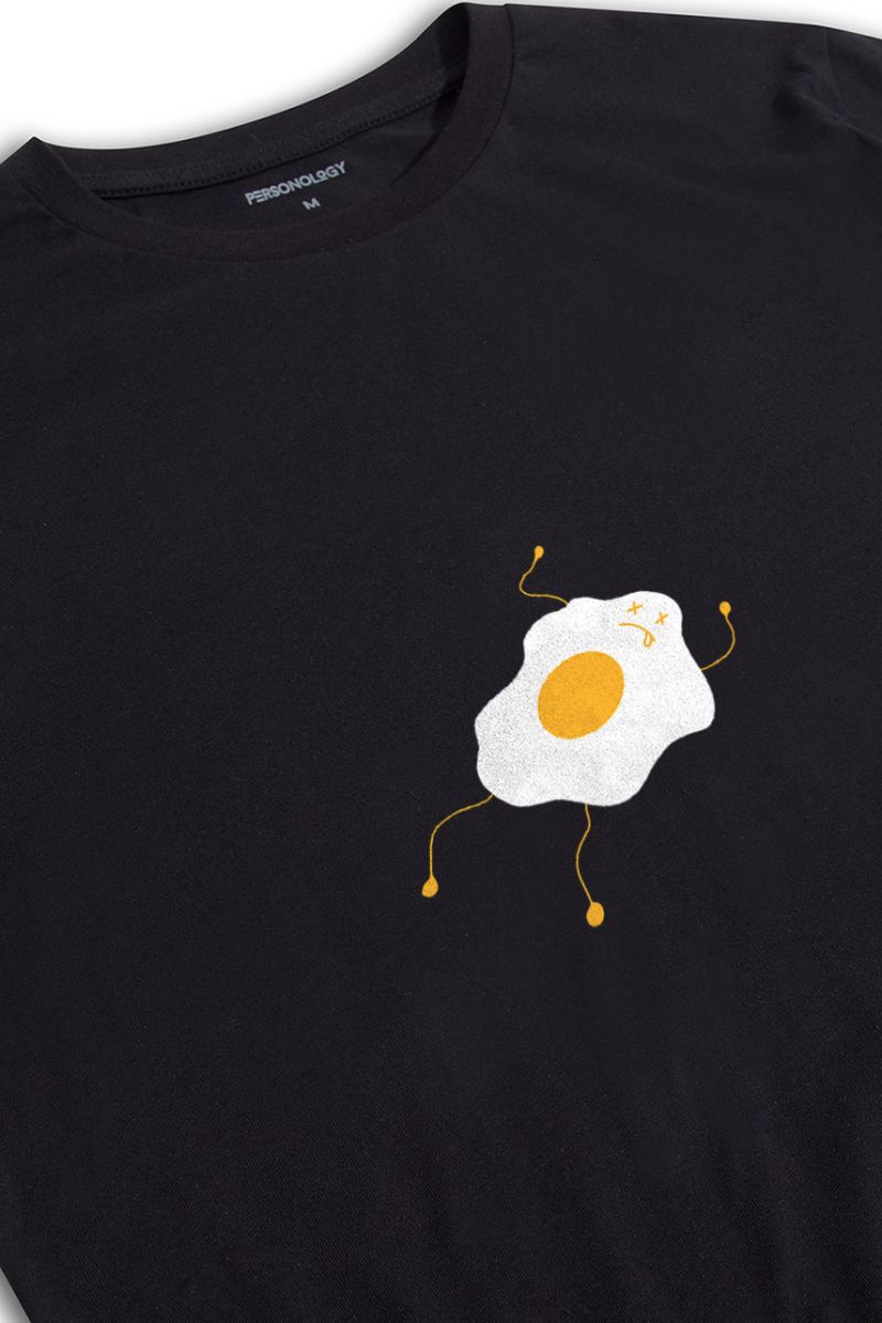 Black Soft Fabric Egg Design Short Sleeve Tee