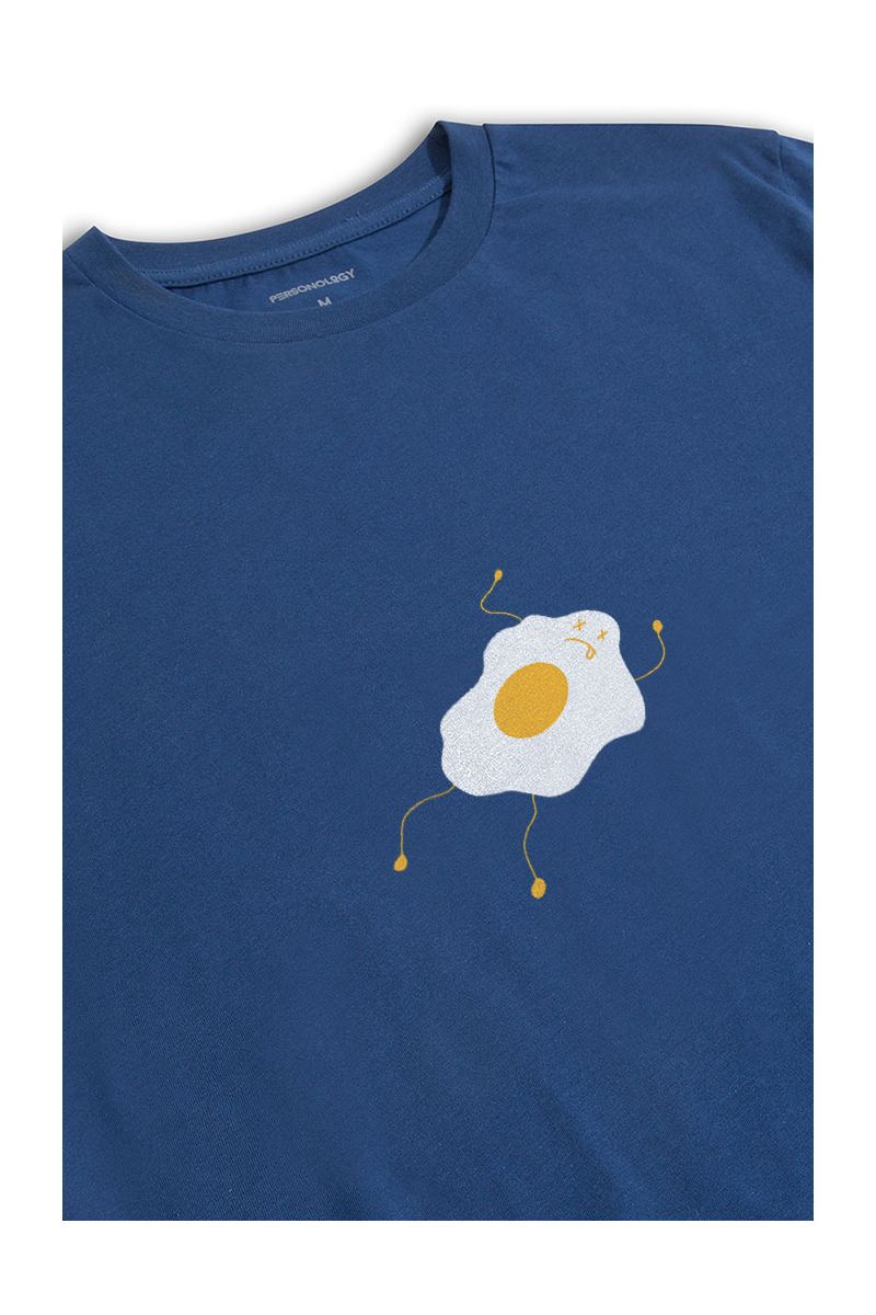 Navy Soft Fabric Egg Design Short Sleeve Tee