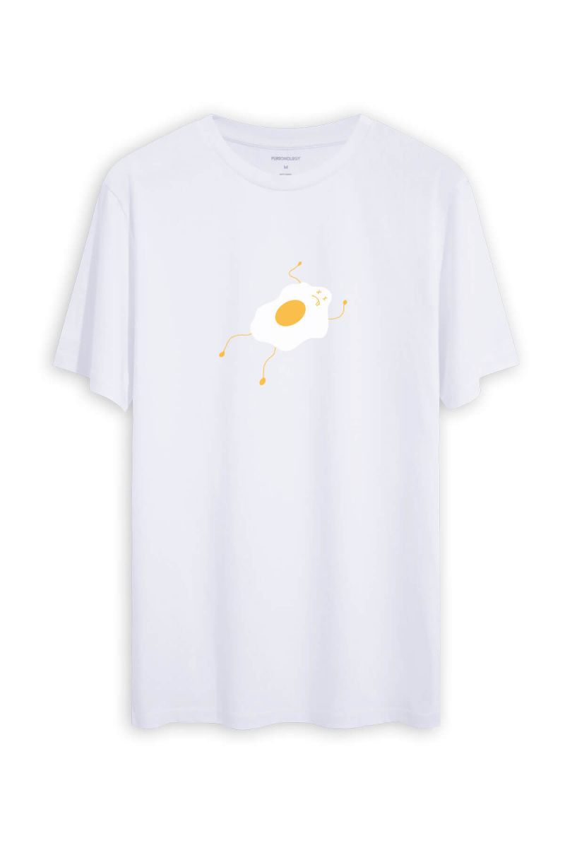 White Soft Fabric Egg Design Short Sleeve Tee