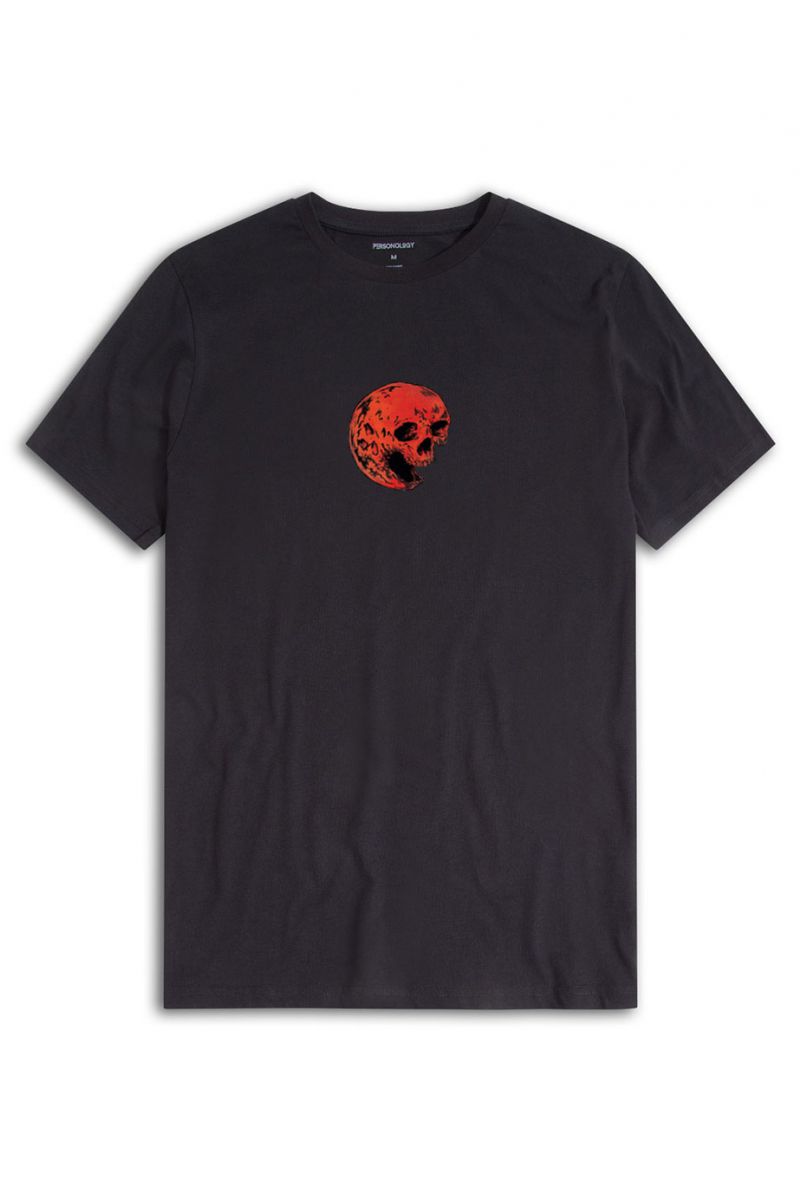 Black Soft Fabric Mars Skull Design Short Sleeve Tee