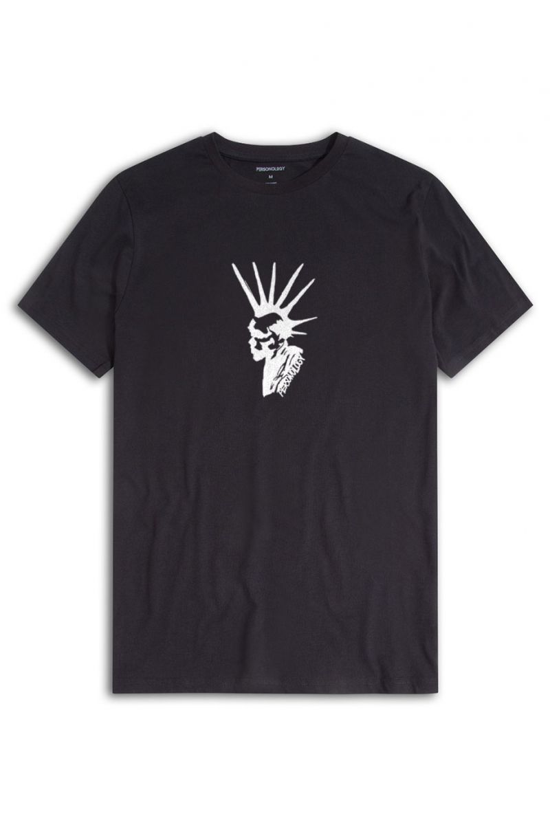 Black Soft Fabric Punk Design Short Sleeve Tee