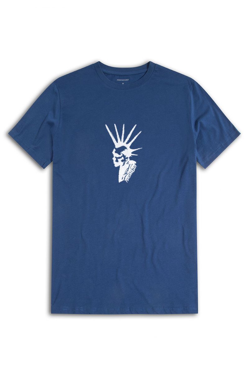 Navy Soft Fabric Punk Design Short Sleeve Tee