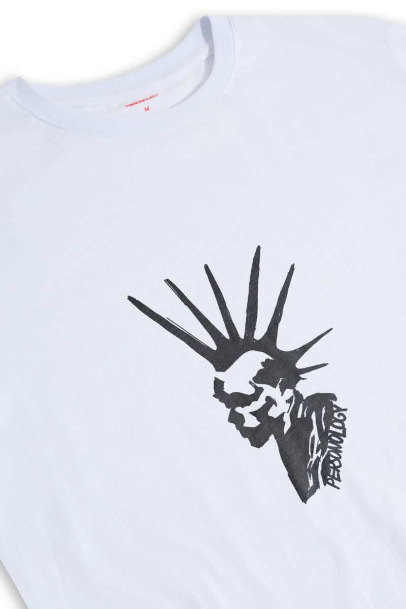 White Soft Fabric Punk Design Short Sleeve Tee