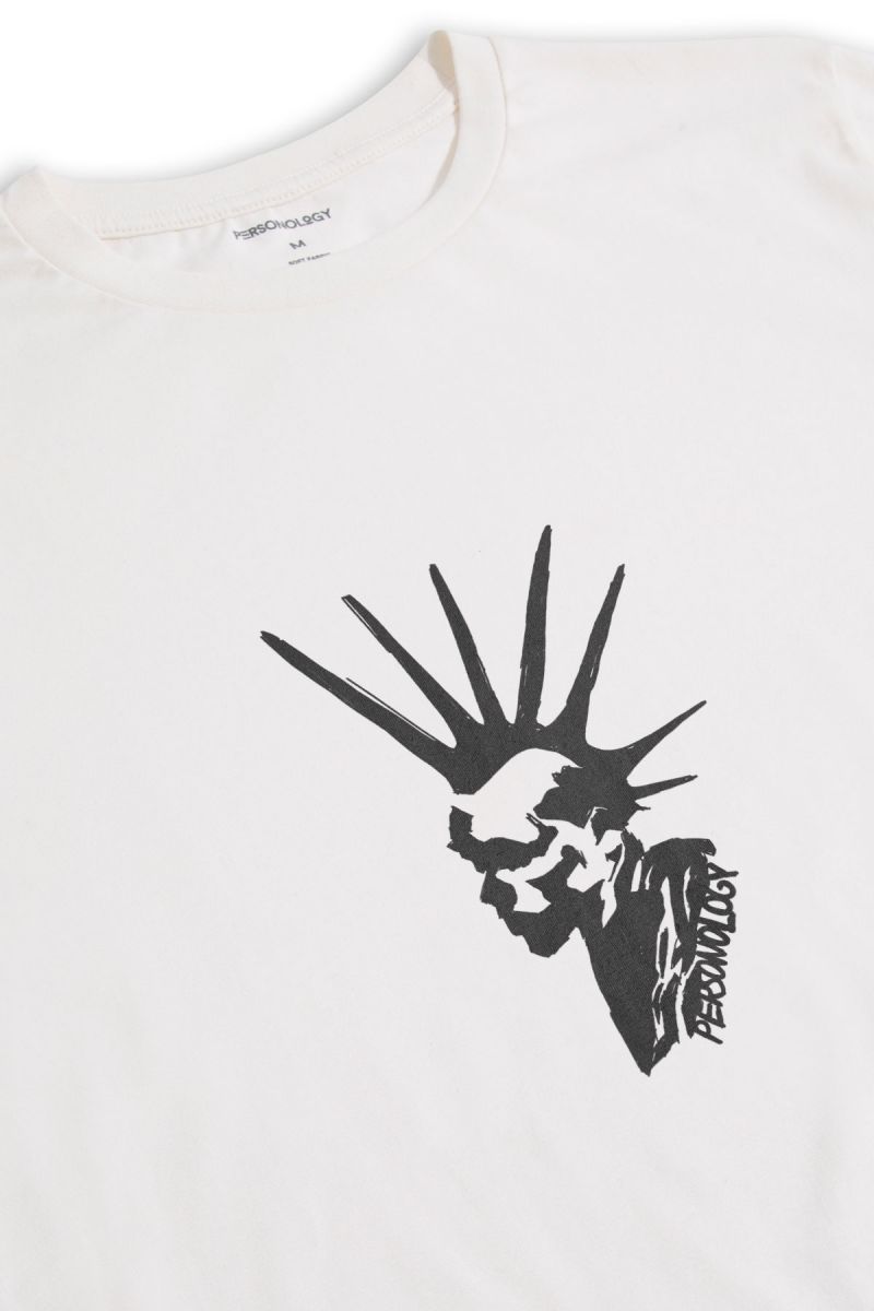 Off White Soft Fabric Punk Design Short Sleeve Tee