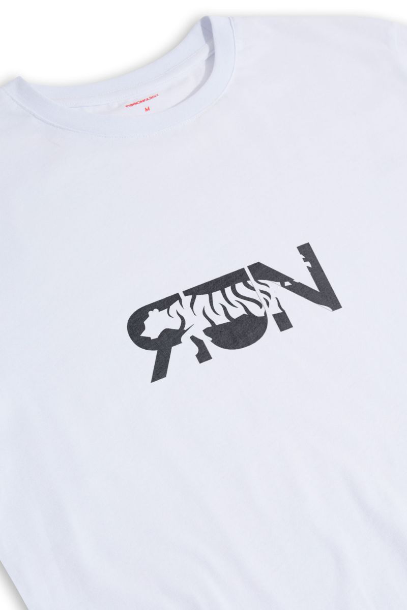 White Soft Fabric Run Design Short Sleeve Tee