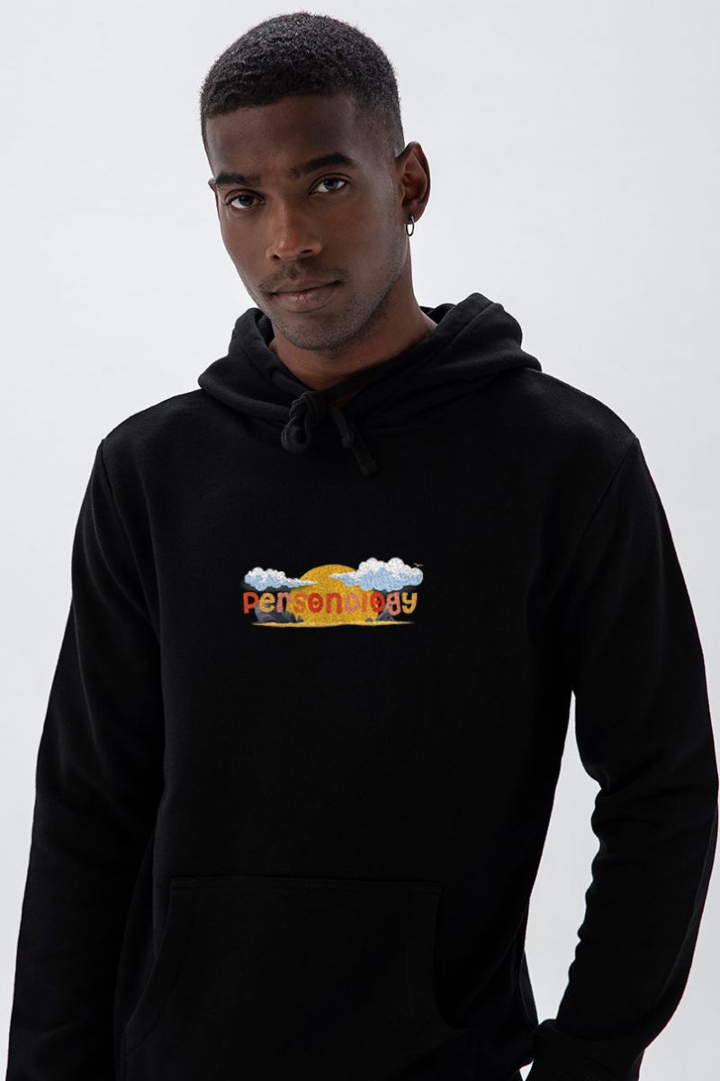 Black Premium Cotton Summer Design Pullover Hoodie