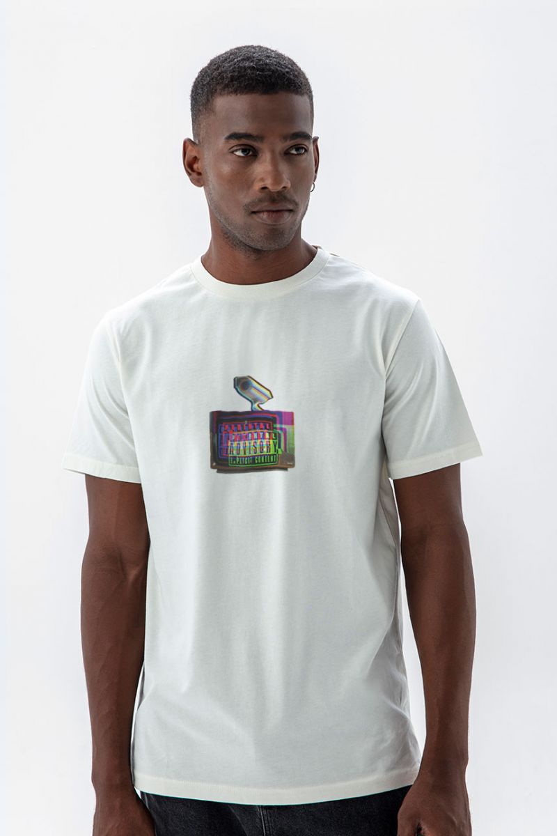 Off White Soft Fabric 18+ Design Short Sleeve Tee