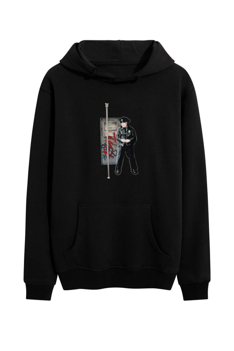 Black Premium Cotton 1-3-1-2 Design Pullover Hoodie