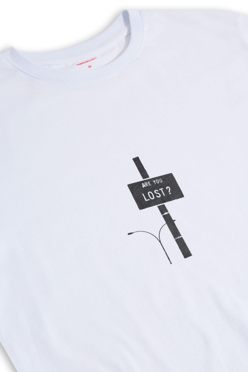 White Soft Fabric Are You Lost ? Design Short Sleeve Tee