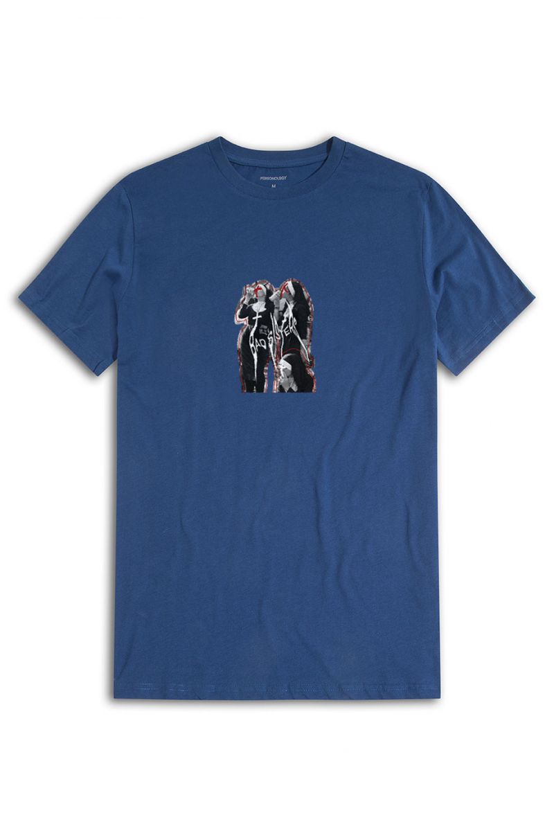 Navy Soft Fabric Bad Sisters Design Short Sleeve Tee