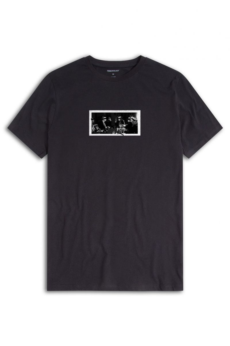 Black Soft Fabric Bosses Design Short Sleeve Tee