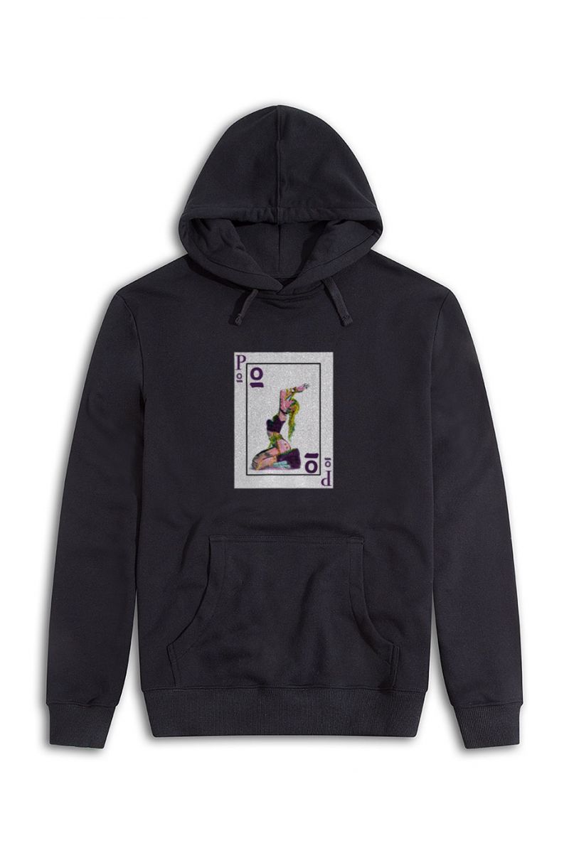 Black Premium Cotton Card Design Pullover Hoodie