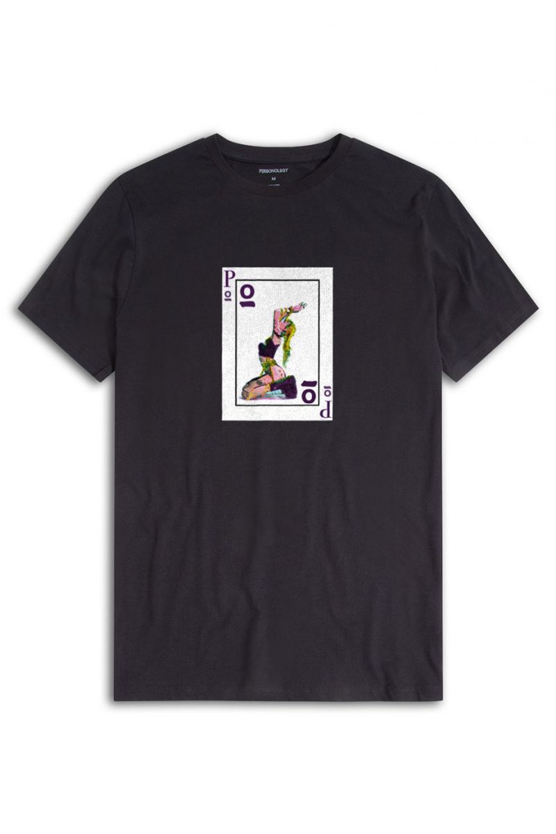 Black Soft Fabric Card Design Short Sleeve Tee