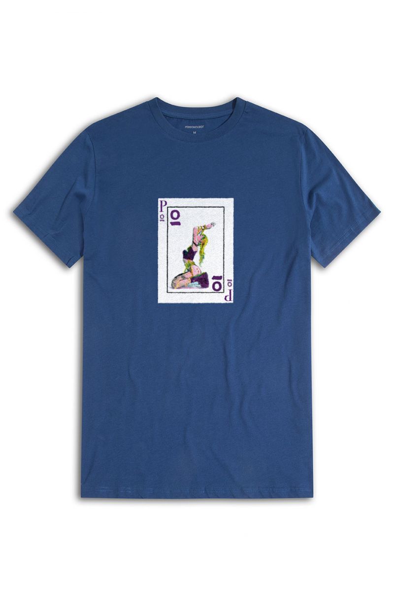 Navy Soft Fabric Card Design Short Sleeve Tee