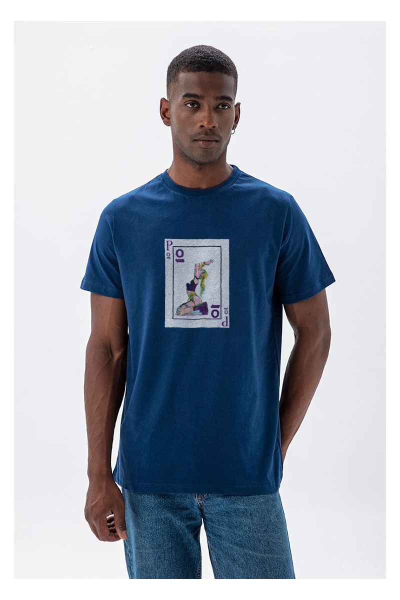 Navy Soft Fabric Card Design Short Sleeve Tee