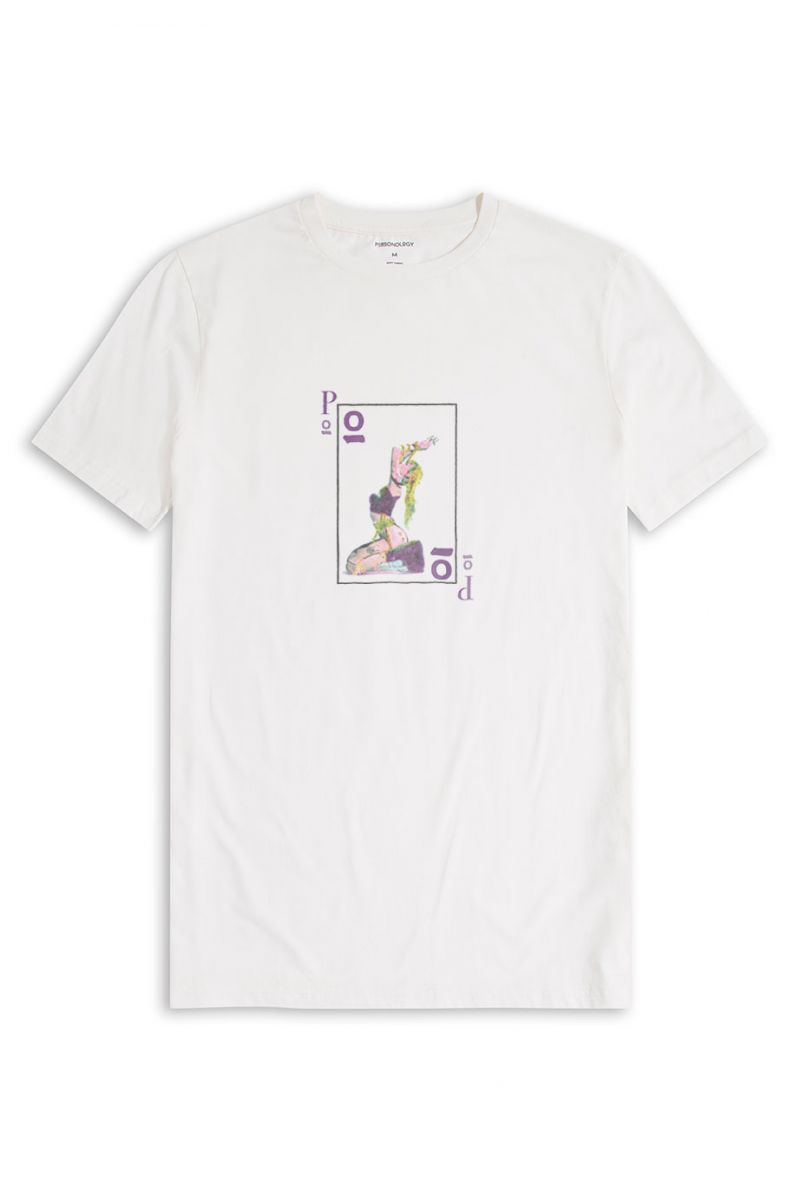 Off White Soft Fabric Card Design Short Sleeve Tee