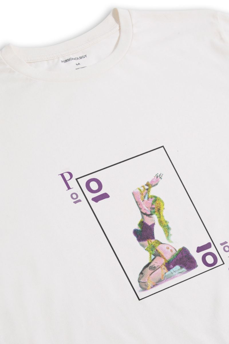 Off White Soft Fabric Card Design Short Sleeve Tee