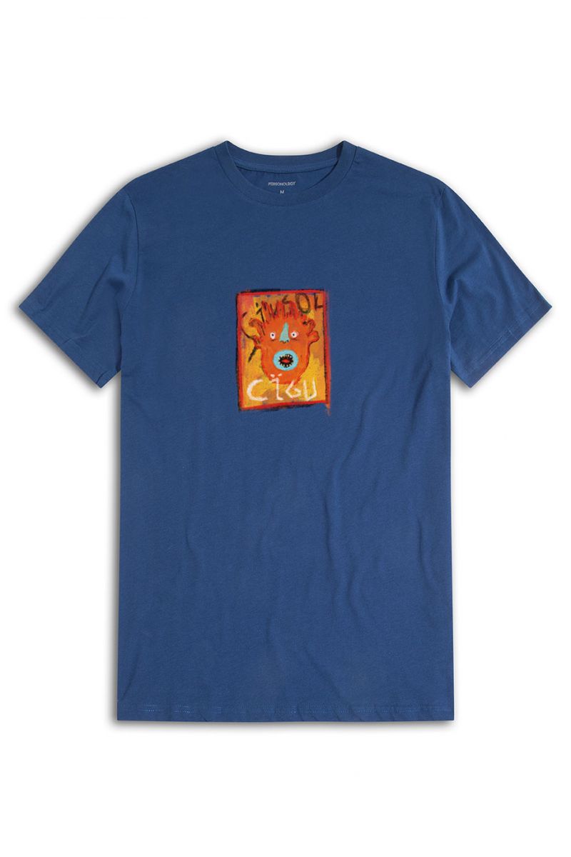 Navy Soft Fabric Cigu Design Short Sleeve Tee