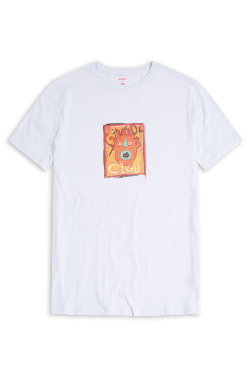 White Soft Fabric Cigu Design Short Sleeve Tee