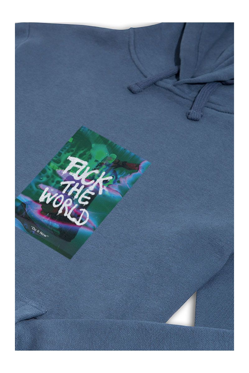 Navy Premium Cotton Fuck The World Design Pullover Hoodie