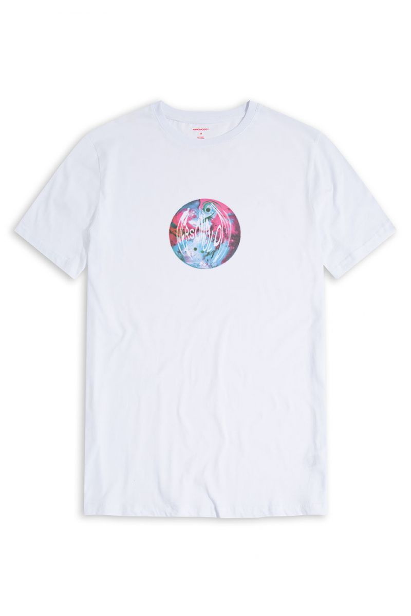White Soft Fabric Glass Ball Design Short Sleeve Tee