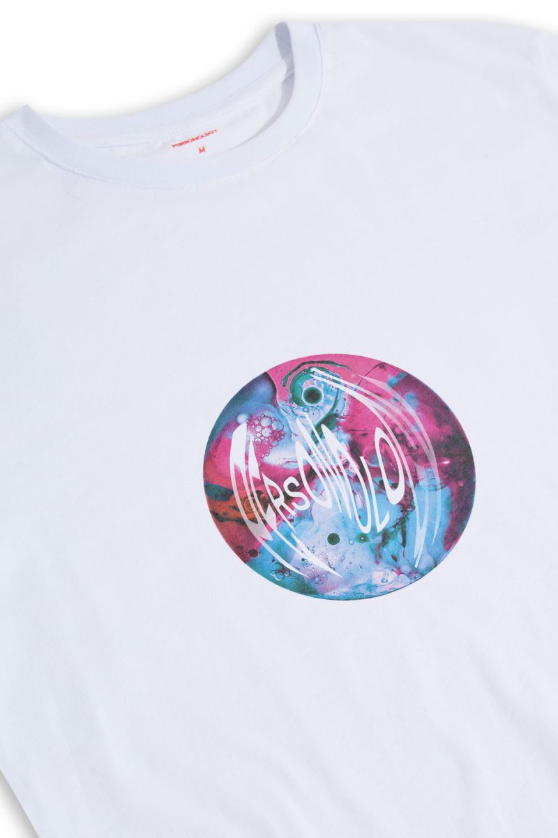 White Soft Fabric Glass Ball Design Short Sleeve Tee