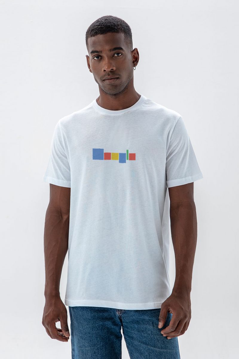 White Soft Fabric Google Design Short Sleeve Tee