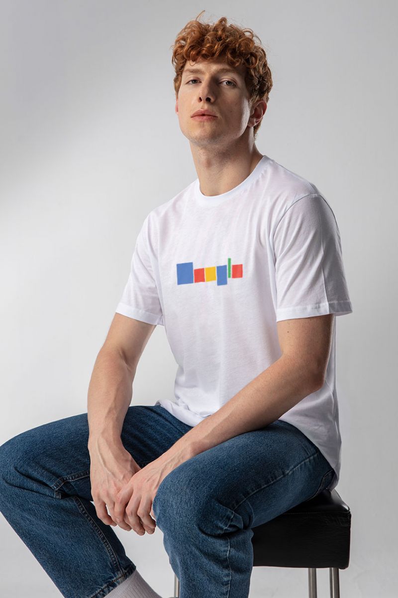 White Soft Fabric Google Design Short Sleeve Tee