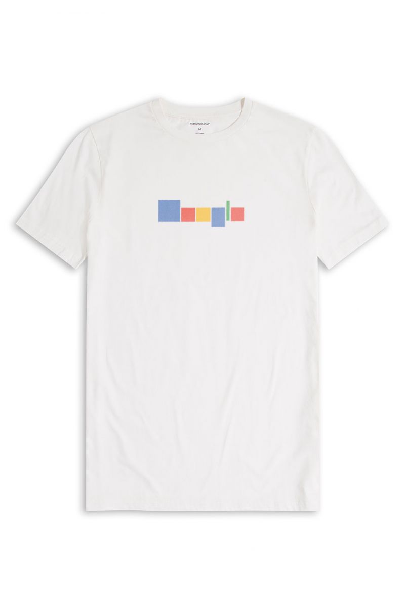 Off White Soft Fabric Google Design Short Sleeve Tee