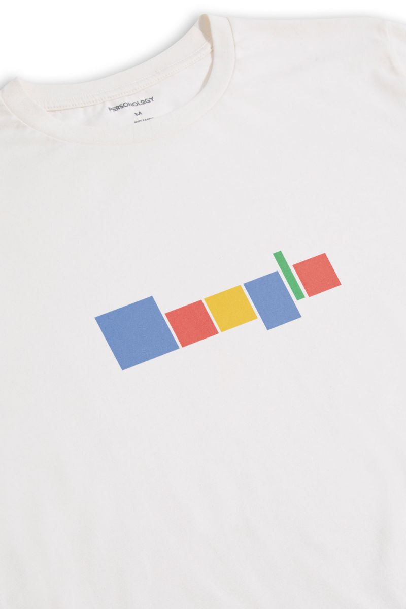 Off White Soft Fabric Google Design Short Sleeve Tee