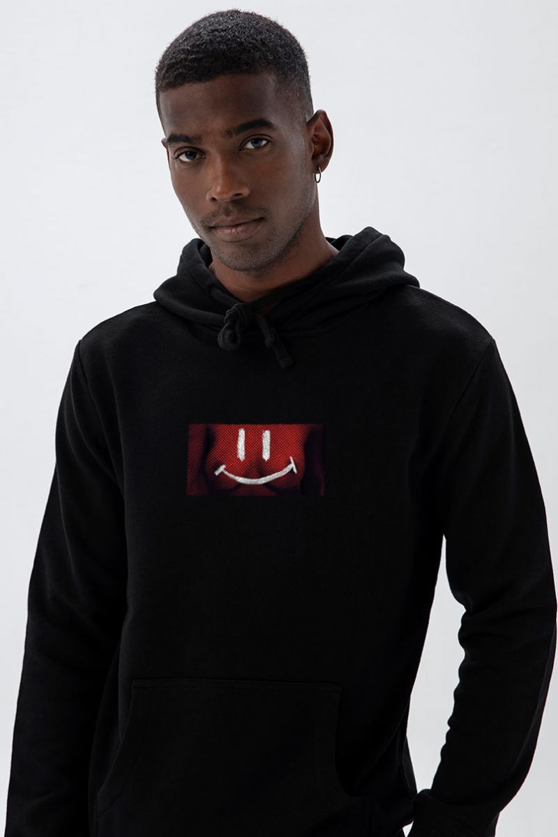 Black Premium Cotton Happy Tits Design Pullover Hoodie