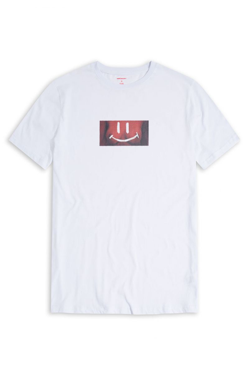 White Soft Fabric Happy Tits Design Short Sleeve Tee