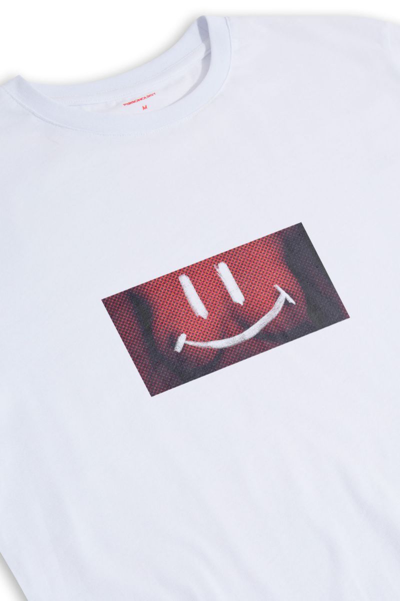 White Soft Fabric Happy Tits Design Short Sleeve Tee