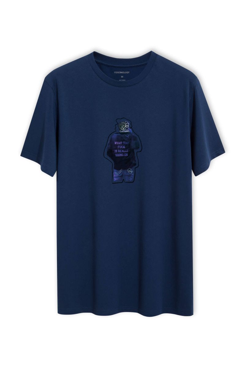 Navy Soft Fabric Like Us Design Short Sleeve Tee