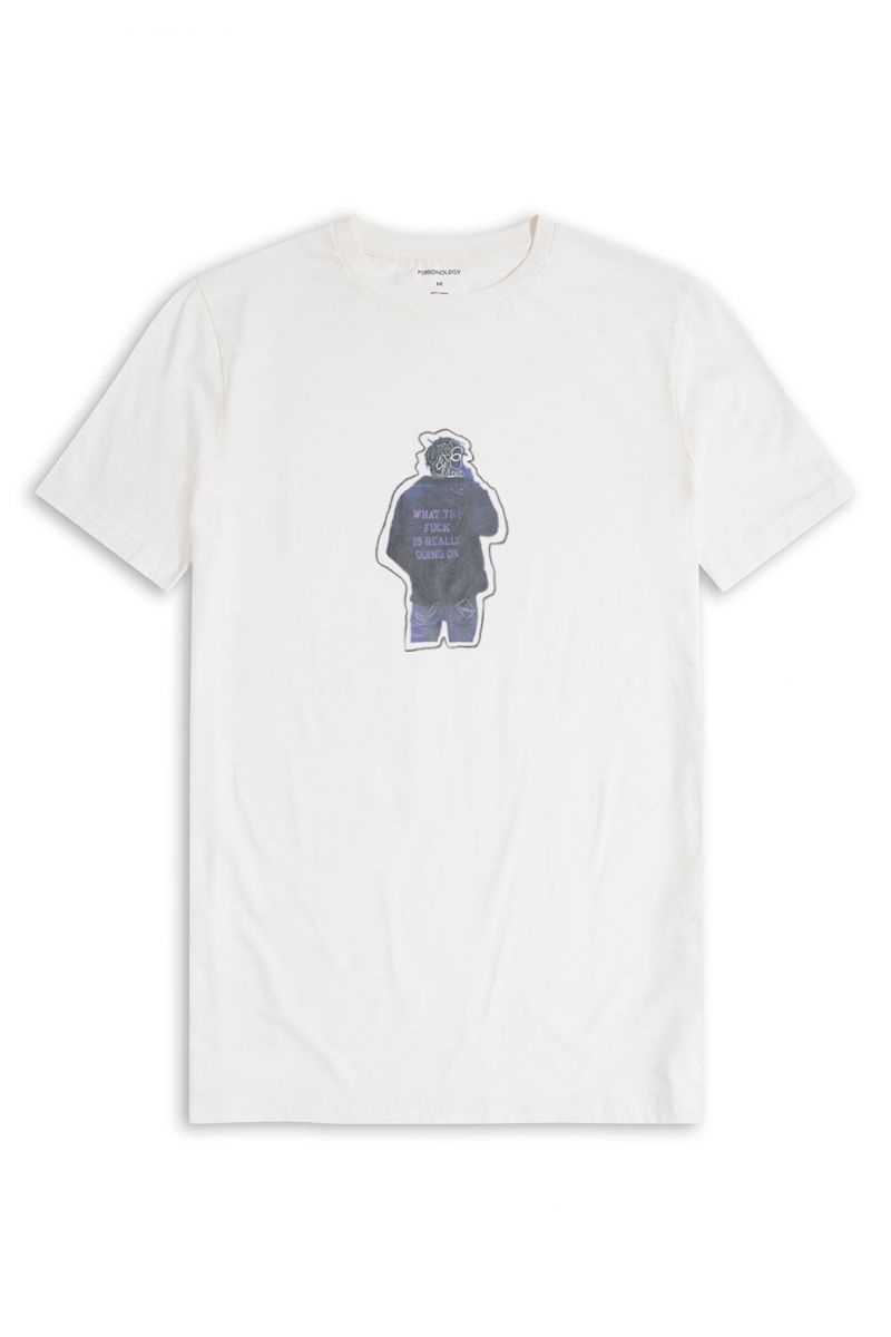 Off White Soft Fabric Like Us Design Short Sleeve Tee