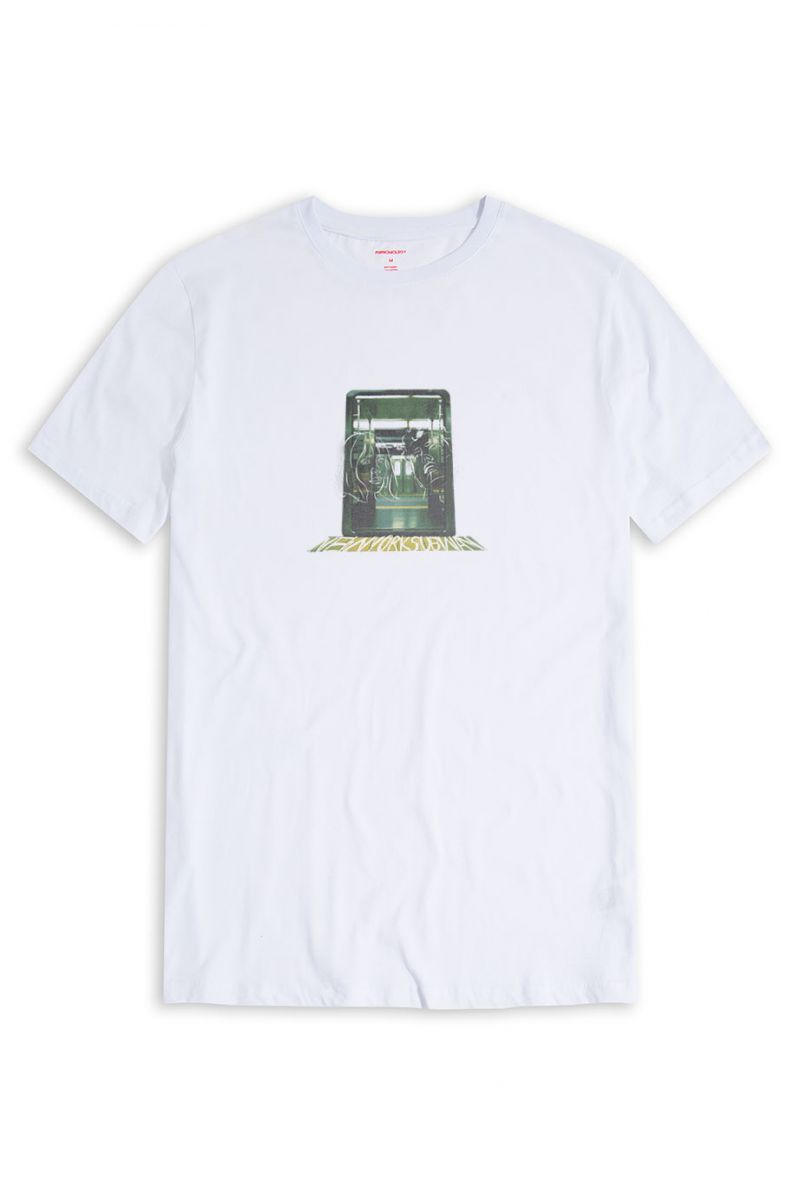 White Soft Fabric New York Subway Design Short Sleeve Tee