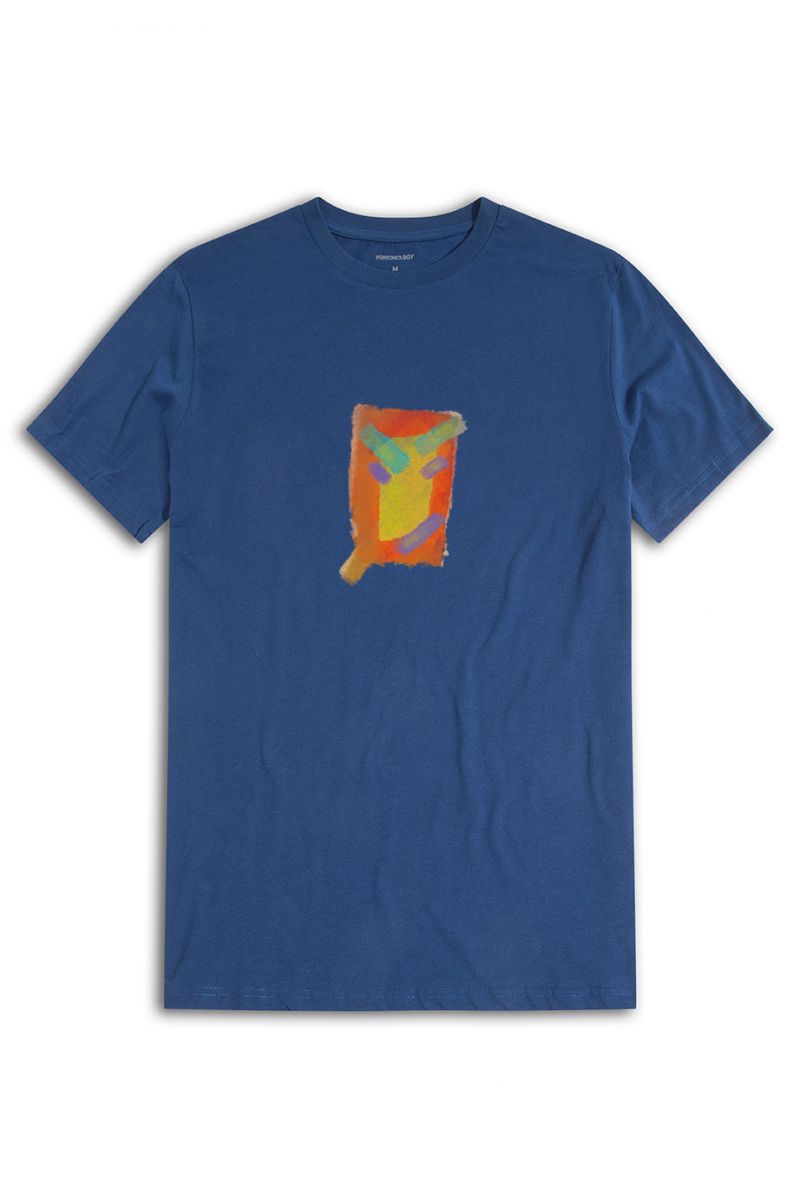 Navy Soft Fabric Patch Design Short Sleeve Tee