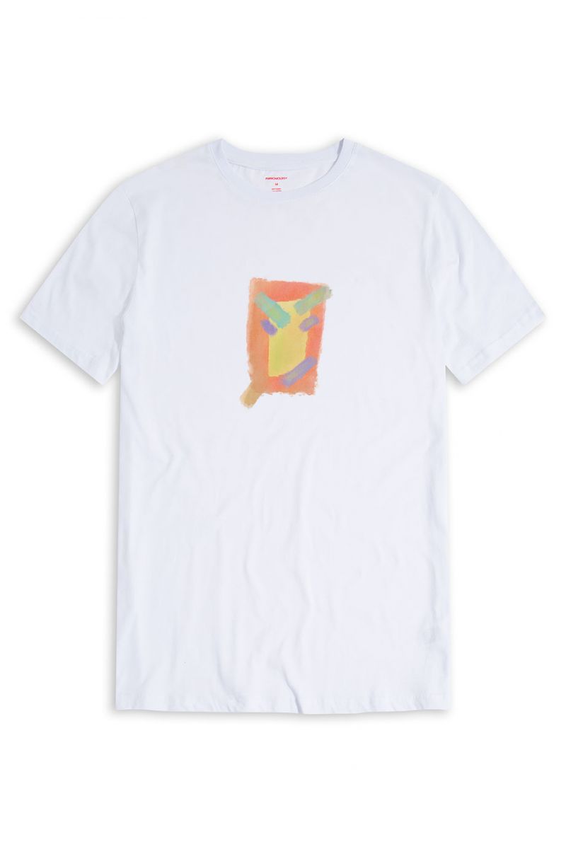 White Soft Fabric Patch Design Short Sleeve Tee