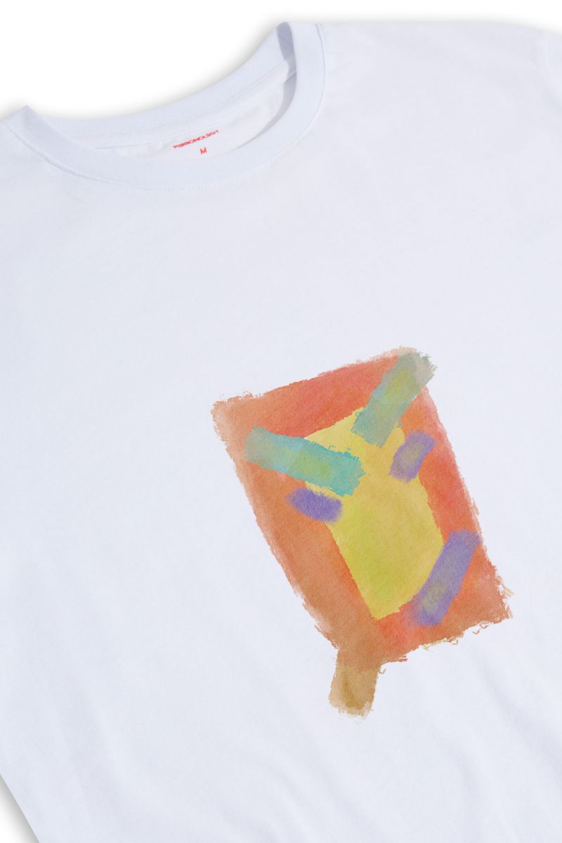 White Soft Fabric Patch Design Short Sleeve Tee