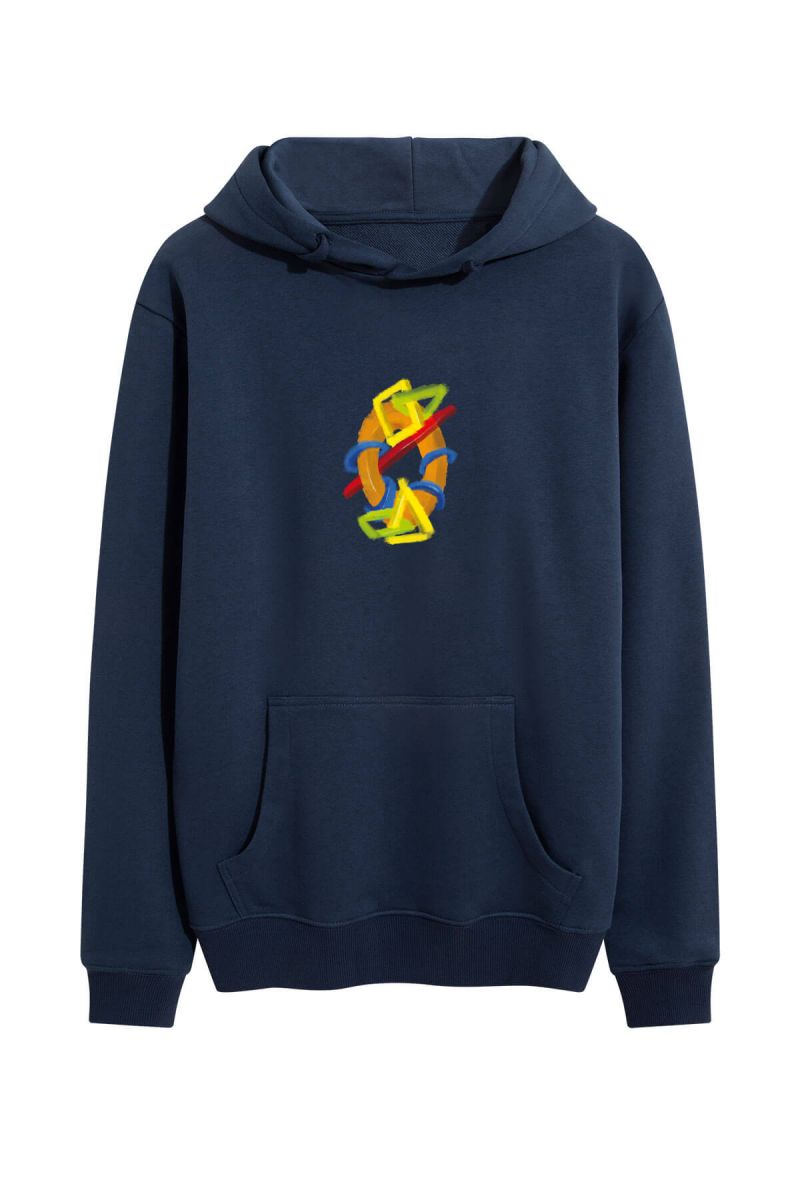 Navy Premium Cotton Smart Game Design Pullover Hoodie