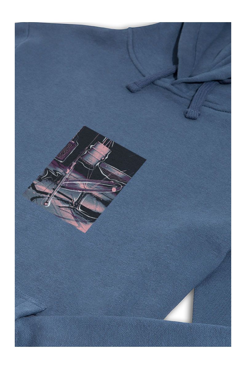 Navy Premium Cotton Space Box Design Pullover Hoodie