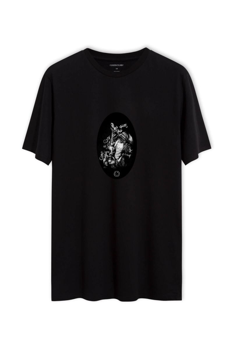 Black Soft Fabric Suicide Design Short Sleeve Tee