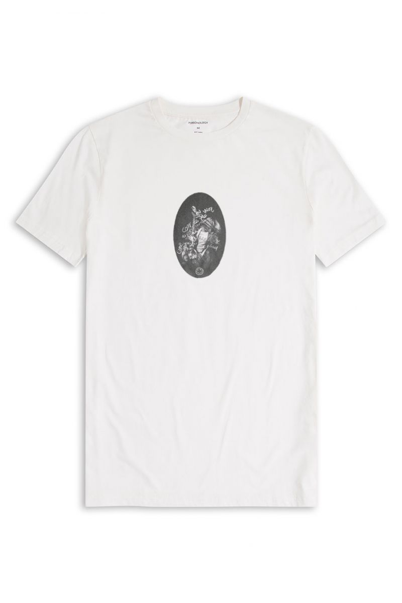 Off White Soft Fabric Suicide Design Short Sleeve Tee