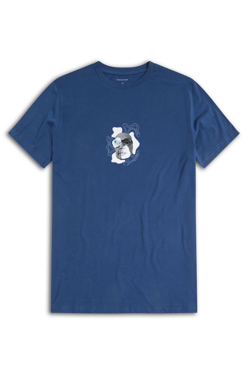 Navy Soft Fabric Time Machine Design Short Sleeve Tee