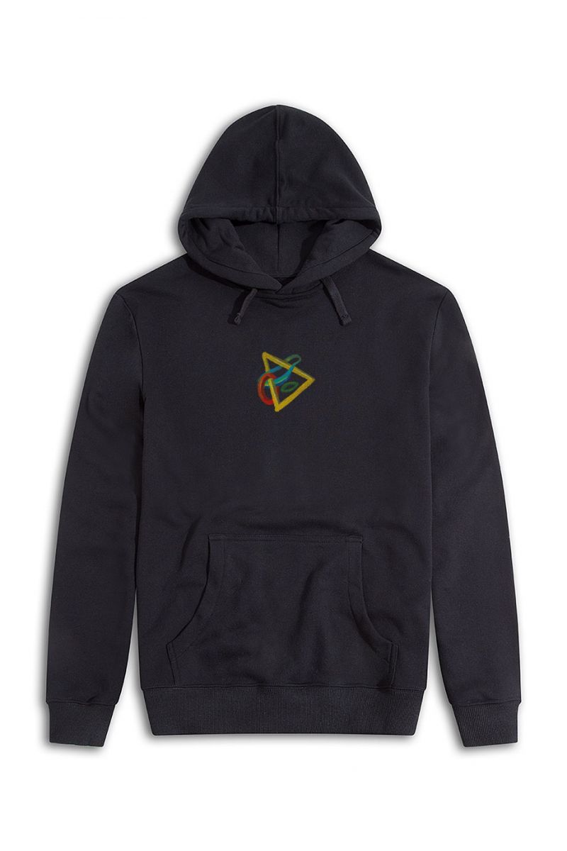 Black Premium Cotton Triangle Design Pullover Hoodie