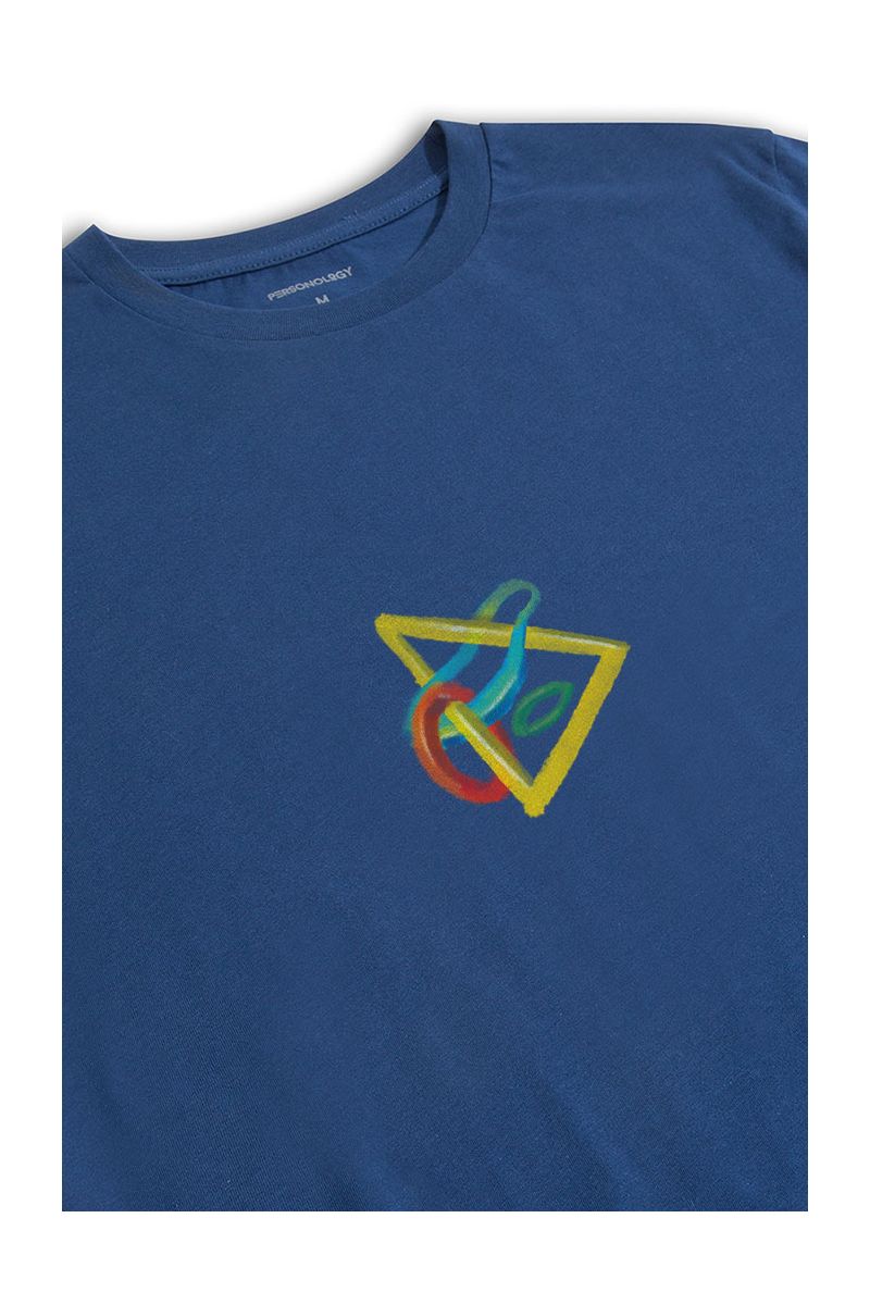 Navy Soft Fabric Triangle Design Short Sleeve Tee