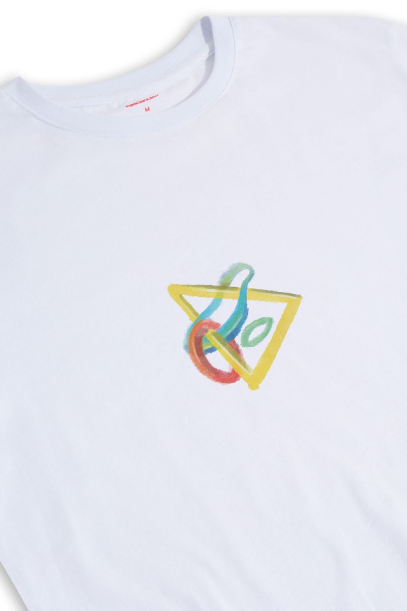 White Soft Fabric Triangle Design Short Sleeve Tee