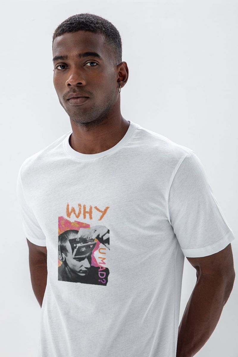 White Soft Fabric Why You Mad Design Short Sleeve Tee