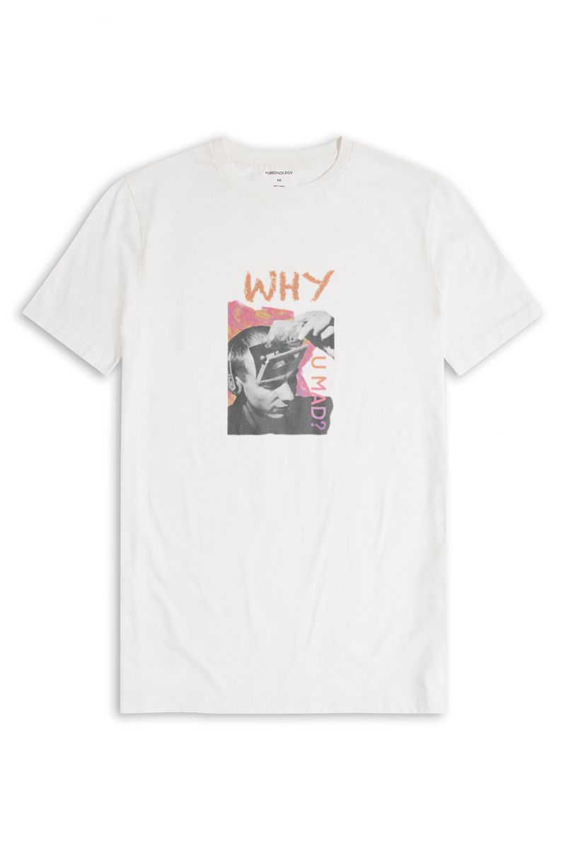 Off White Soft Fabric Why You Mad Design Short Sleeve Tee